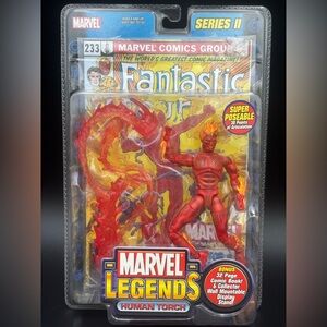 Marvel Legends Human Torch Action Figure Series II 2002 Toy Biz W/ Comic NEW